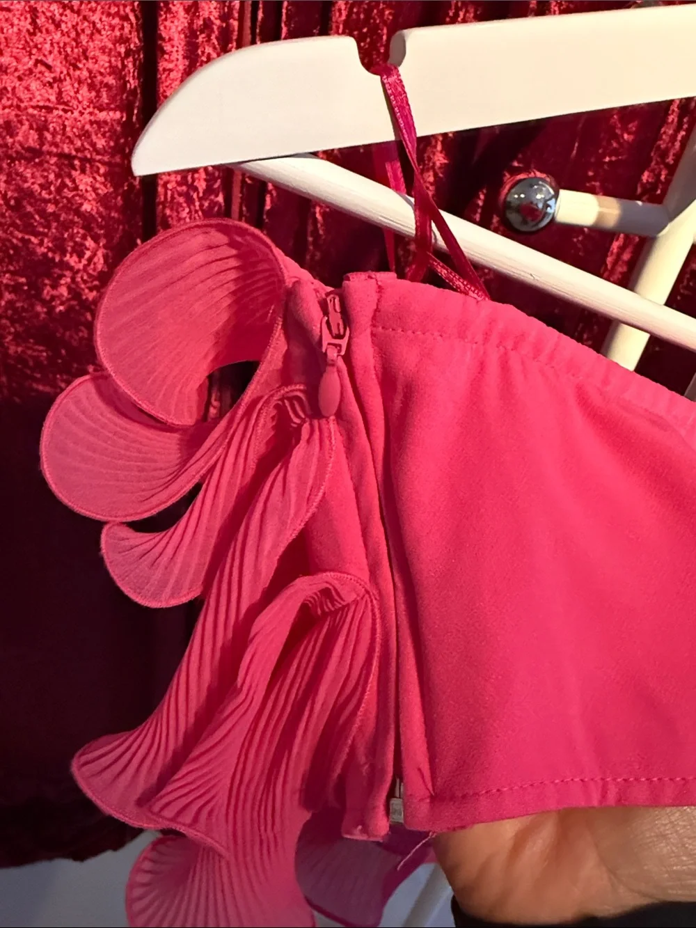 NWT Zara Hot Pink Tiered Ruffle Mini Top - Picture 6 of 9